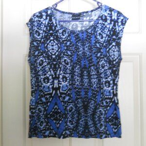 Tribal blue black white shirt Ladies Medium